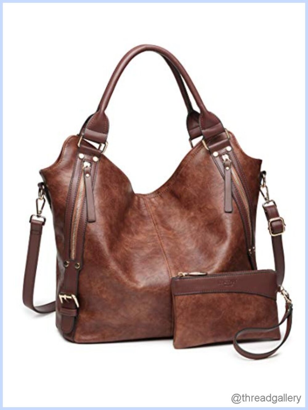 PU Leather Hobo Tote Bag Adjustable Strap Women Handbag Purse